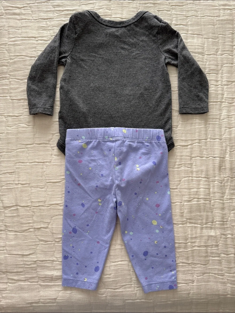 Nike Infant Girl 2 Pc Bodysuit and Leggings - Charcoal/Lavender, Size 6 mos